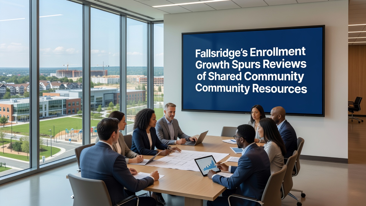 Community members gathered at a Fallsridge recreation center discussing shared resource planning